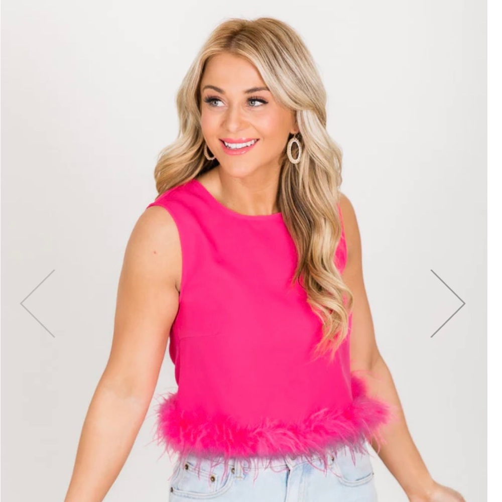 Feather Lined Hot Pink Tank